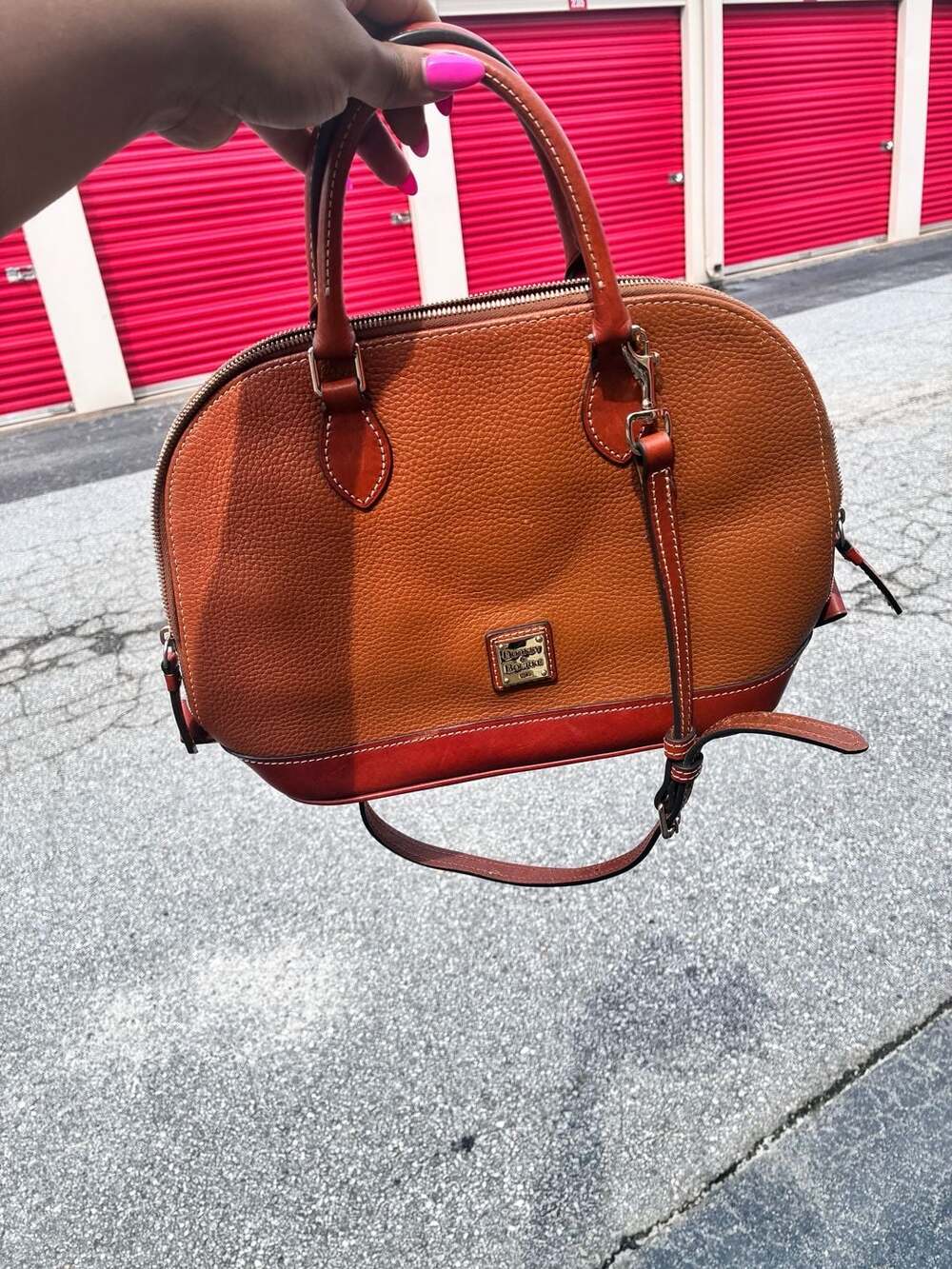 Dooney & Bourke Pebble Grain Leather Zip Zip Satchel Brown